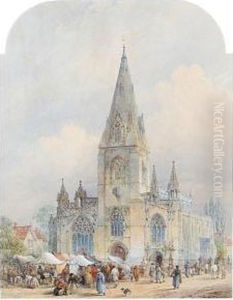A Market Scene Before A Town Church A Market Scene Before A Town Church