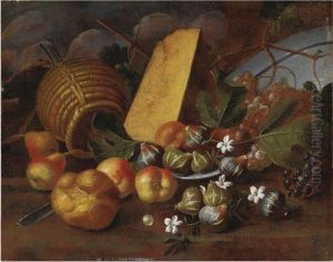 Natura Morta Con Fichi, Pere, Uva, Formaggio E Pane