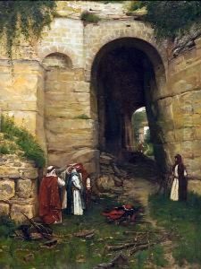 Arab Figures By A Walled Gate