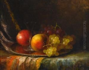 Still Life Of Fruit And Flute On A Tray by Morston Constantine Ream