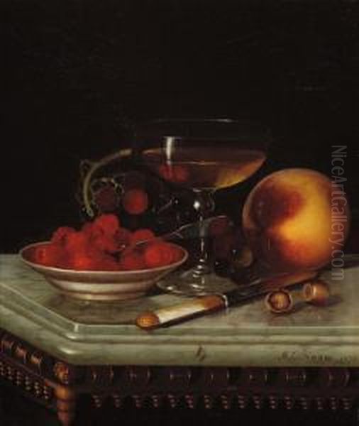 Fruit And Glass On A Marble Tabletop - view 1