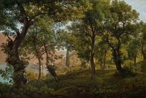 Sudliche Waldlandschaft Mit See by Josef Rebell