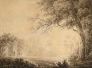 Ideale Landschaft Mit Figurlicher Staffage by Josef Rebell