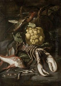 Nature Morte Aux Poissons, Choux-fleur Et Homard by Elena Recco