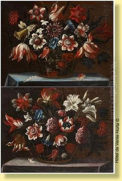 Vases Fleuris Sur Un Entablement - view 1