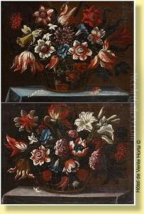Vases Fleuris Sur Un Entablement by Giuseppe Recco
