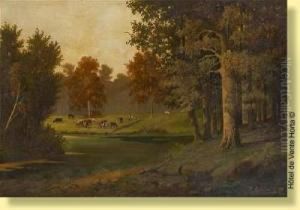 Vaches Au Bord Du Cours D'eau by Georges Recipon
