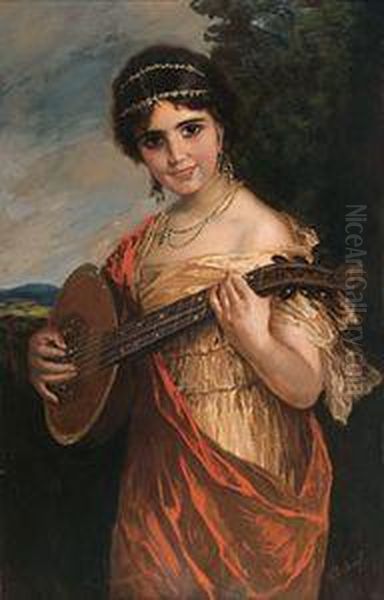Orientalisches Madchen Mit Mandoline - view 1
