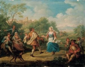 Paesaggio Con Contadini Che Ballano by Giovanni Reder