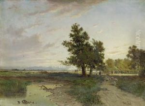 Schafherde Im Dachauer Hinterland. by Franz Reder-Broily