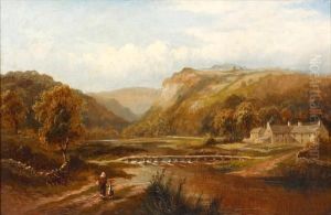 Mother And Child Approaching A Weir