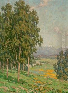 California Wildflowers And Distant Snow-capped Mountains by Granville Redmond