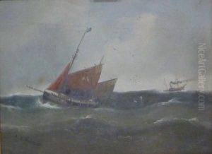 Steam And Sail Fishing Boats At Sea by Edward King Redmore
