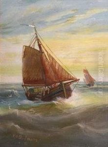 Dutch Fishing Boats At Sea by Edward King Redmore