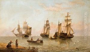 Dutch Vessels Along The Shore by Henry Redmore