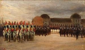 Revue De Garde Republicaine Devant L'ecole Militaire