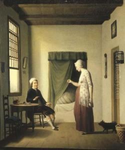 A Lady And A Gentleman In An Interior by Tibout Regters