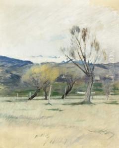Feldlandschaft Mit Weiden. by Alfred Rehfous