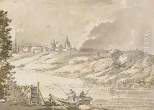 Utsikt Fran Soder Mot Stockholm Med Riddarholms Och Katarina Kyrka I Fonden by Jean Eric Rehn