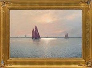 Abendstimmung Mitfischerbooten Vor Der Kuste Abendstimmung Mitfischerbooten Vor Der Kuste