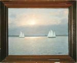 A Coastal Scenery With Two Schooners Sailing By Sunset by Alexander, Prof. Reich-Staffelstein