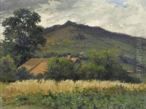 Village In Landscape by Jean-Joseph Reichlen