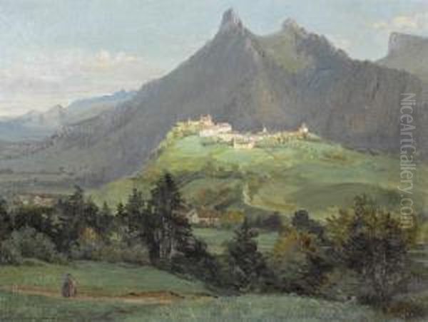 Sommerliche Ansicht Von Greyerz Mit Dem Dent Du Broc. - view 1