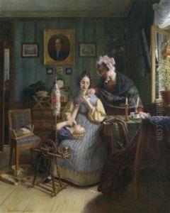 Listening To The Spinning Woman by George Friedrich Reichmann