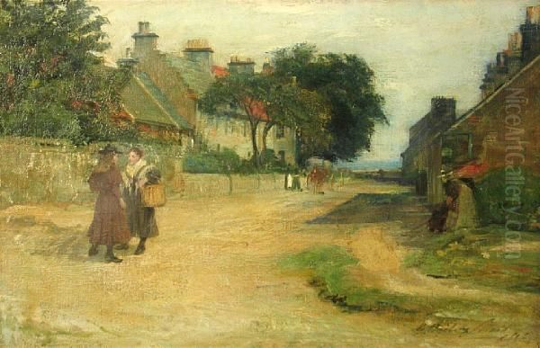 Figures On A Village Street - view 1
