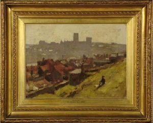 Durham-a Figure On A Hillside Overlooking The City by George, Sir Reid