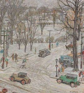 Street Scene In Winter by Robert Reid