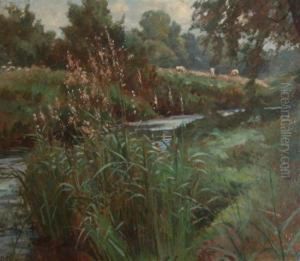 River Landscape With Cattle by Robert Payton Reid