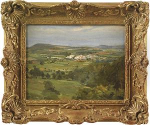 An Extensive Landscape With Woodland In The Foreground by Robert Payton Reid
