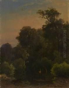 Abend Uber Waldstuck Mit Teich Und Rotwild by Karl Theodor Reiffenstein