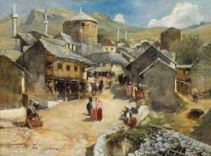 Eine Strasenszene In Mostar