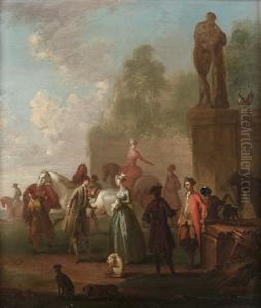 A Riding Party In A Park Landscape - view 1