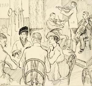 Wiener Cafe Mit Streichtrio by Franz Reinhardt