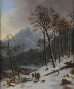 Chasseurs Dans Le Tyrol Enneige