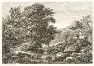 Ziegenan Einem Felsigen Fluslauf by Johann Christian Reinhart