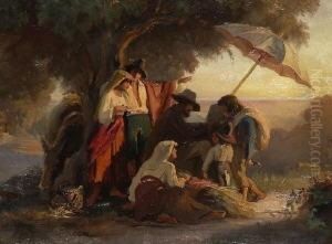 Selbstportrat Malend An Den
Abhangen Des Albanergebirges. by Bernhard Reinhold