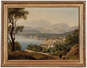 Blick Auf Die Klosteranlage In Sorrent Mit Wanderern