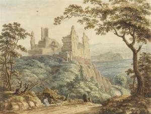 Italian Landscape With Castle Ruins by Heinrich Reinhold
