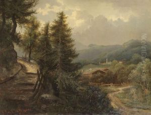 Heuvelachtig Landschap Metlandwegeltje En Landerijen by V. Reinhold