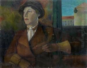 Portrait Of A Woman In Yellow Gloves by Maximilian Reinitz