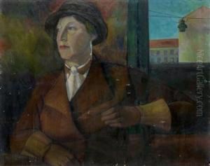 Bildnis Einerfrau Mit Gelben Handschuhen by Maximilian Reinitz