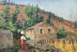 Serra Da Lousa - Paisagem Com Casa, Figuras E Milheiral