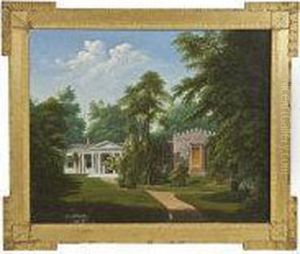 A Classical Villa In A Wooded Landscape With A Gothicout-house