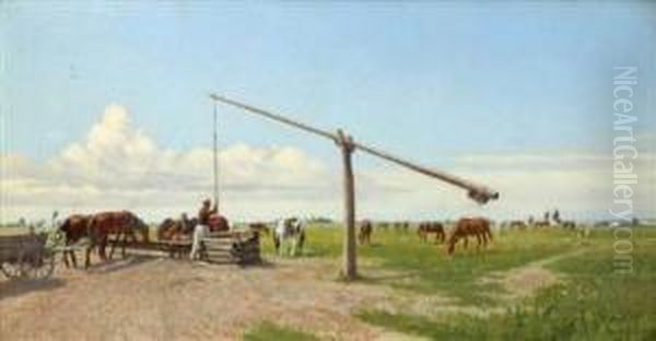 Watering Horses In The Puszta - view 1