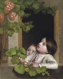 Children At The Window by Johann Baptist Reiter