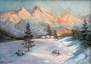 Pejzaz Gorski Zima, Okolo 1920 by Jan Rembowski